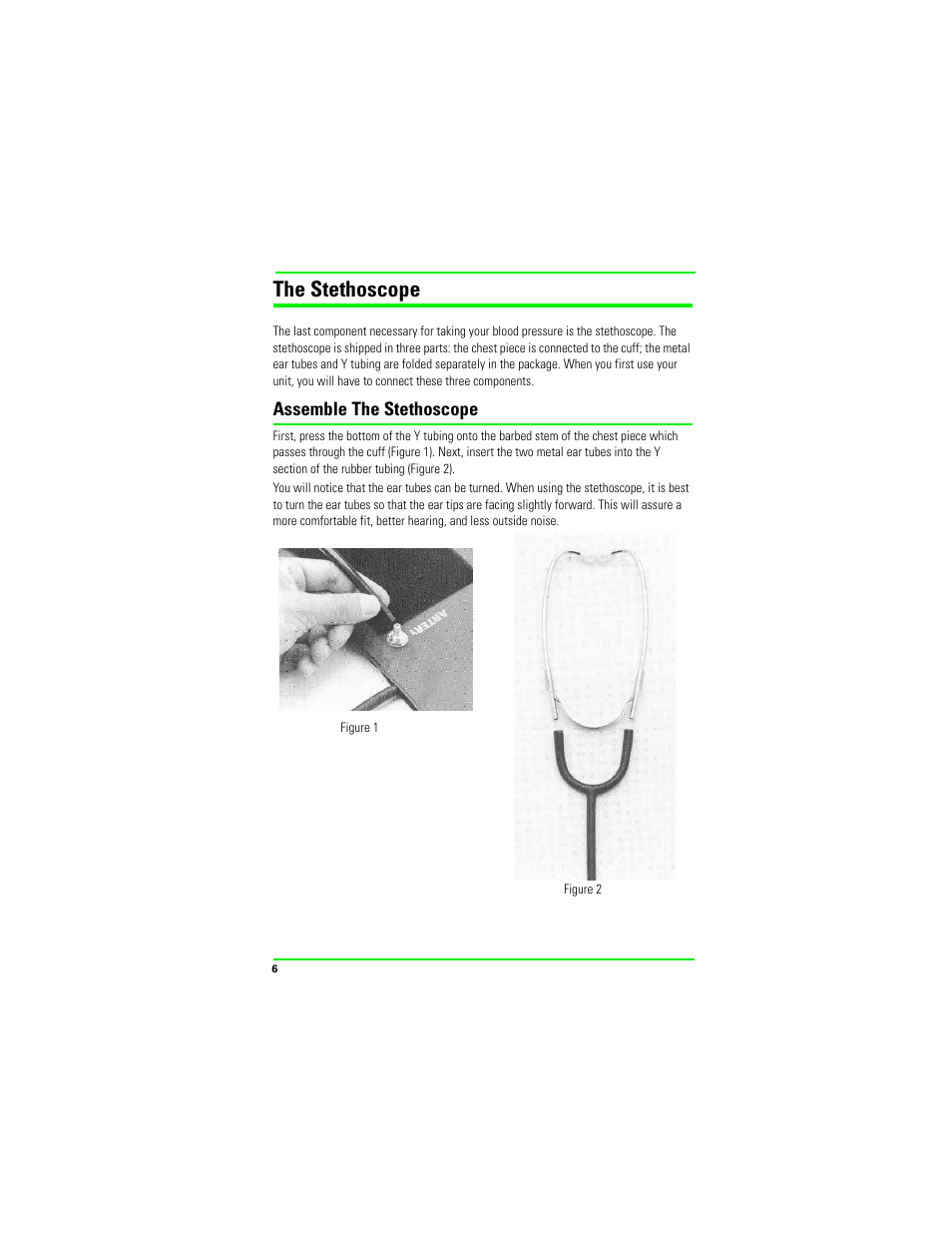 The stethoscope, Assemble the stethoscope | Welch Allyn LProcheck Blood Pressue (BP) Measurement - User Manual User Manual | Page 6 / 12