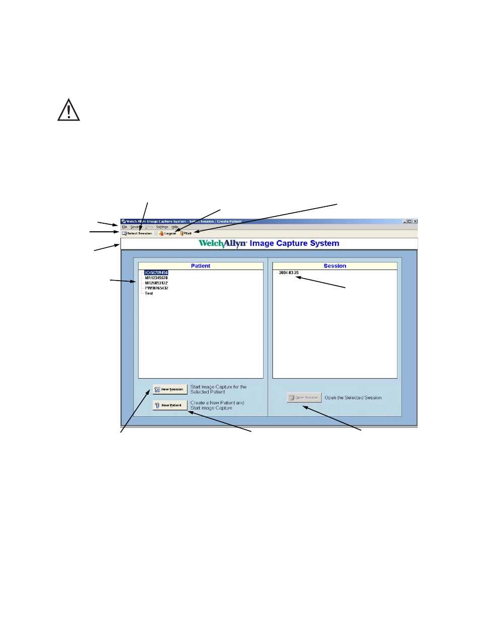 Entering patient sessions | Welch Allyn Image Capture System - User Manual User Manual | Page 19 / 38
