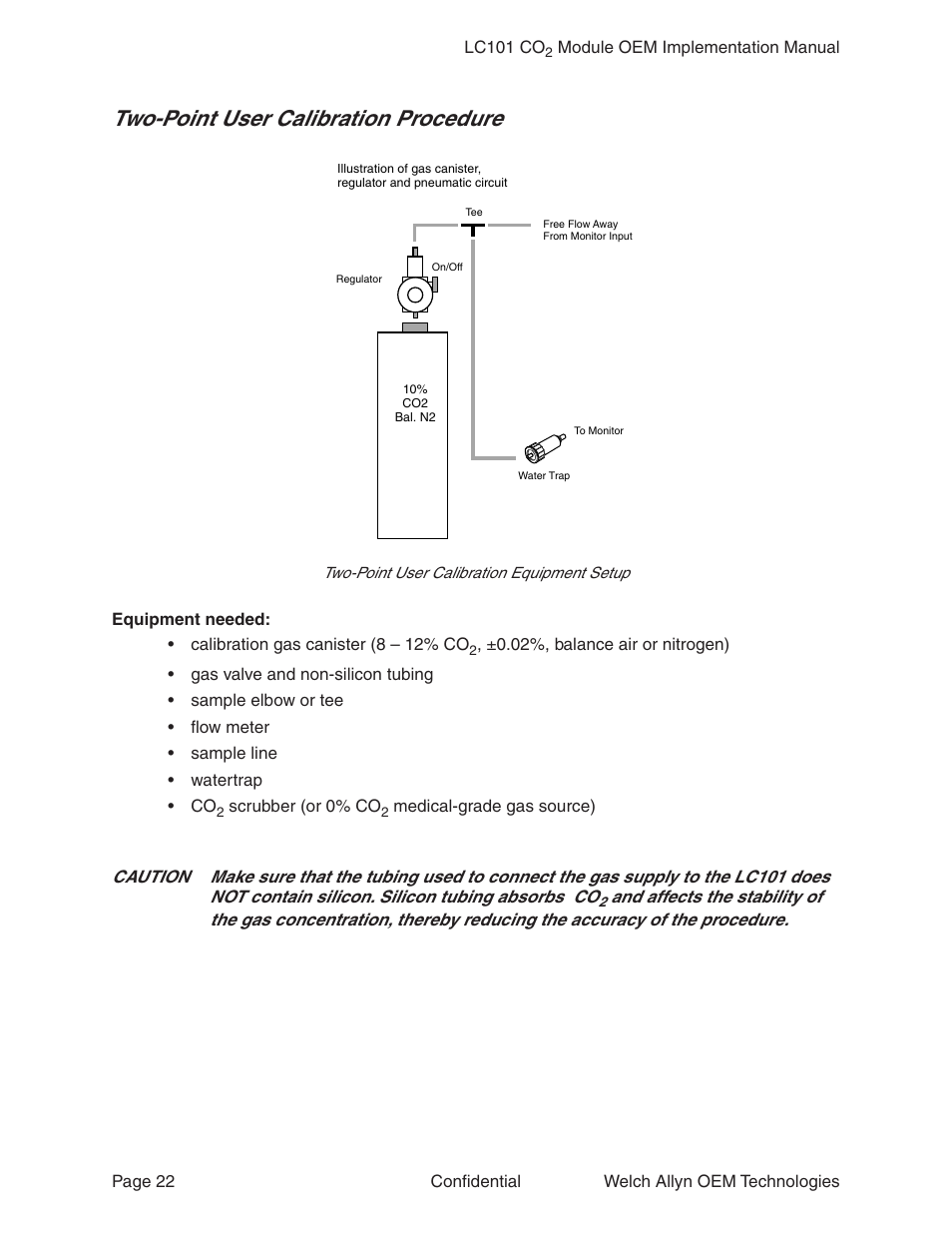 Two-point user calibration procedure | Welch Allyn LC101 CO2 Module  - User Manual User Manual | Page 22 / 98