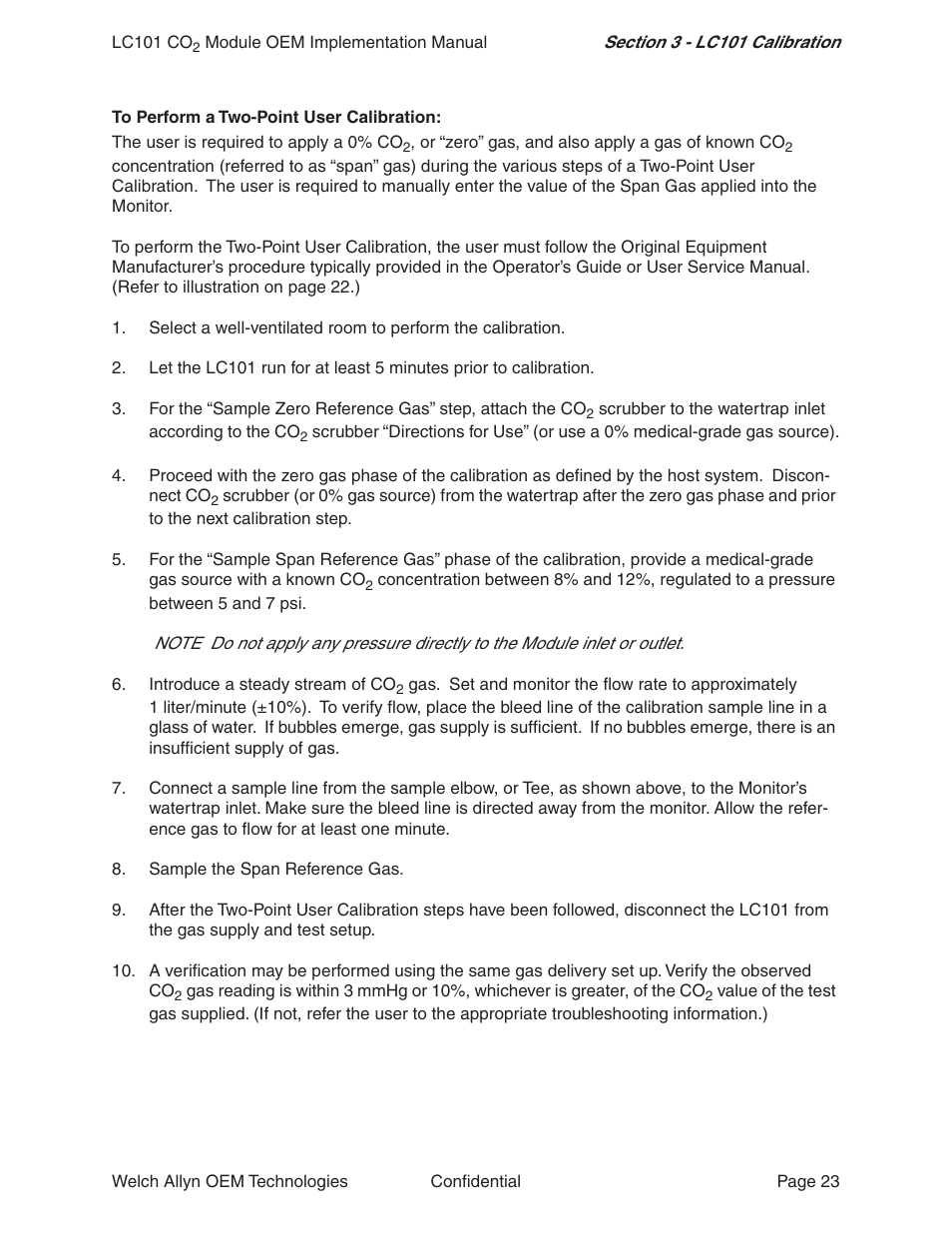 Welch Allyn LC101 CO2 Module  - User Manual User Manual | Page 23 / 98