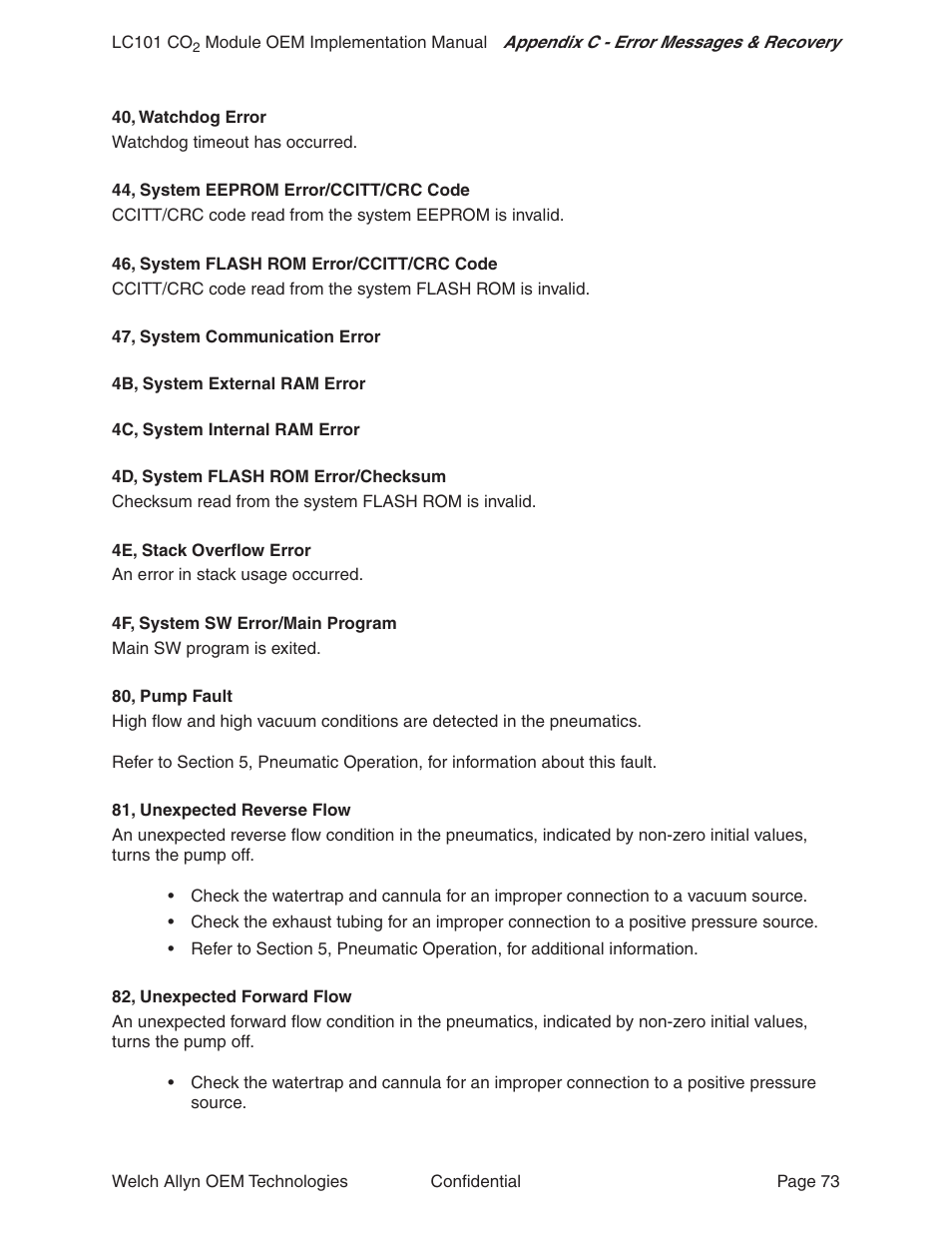 Welch Allyn LC101 CO2 Module  - User Manual User Manual | Page 73 / 98