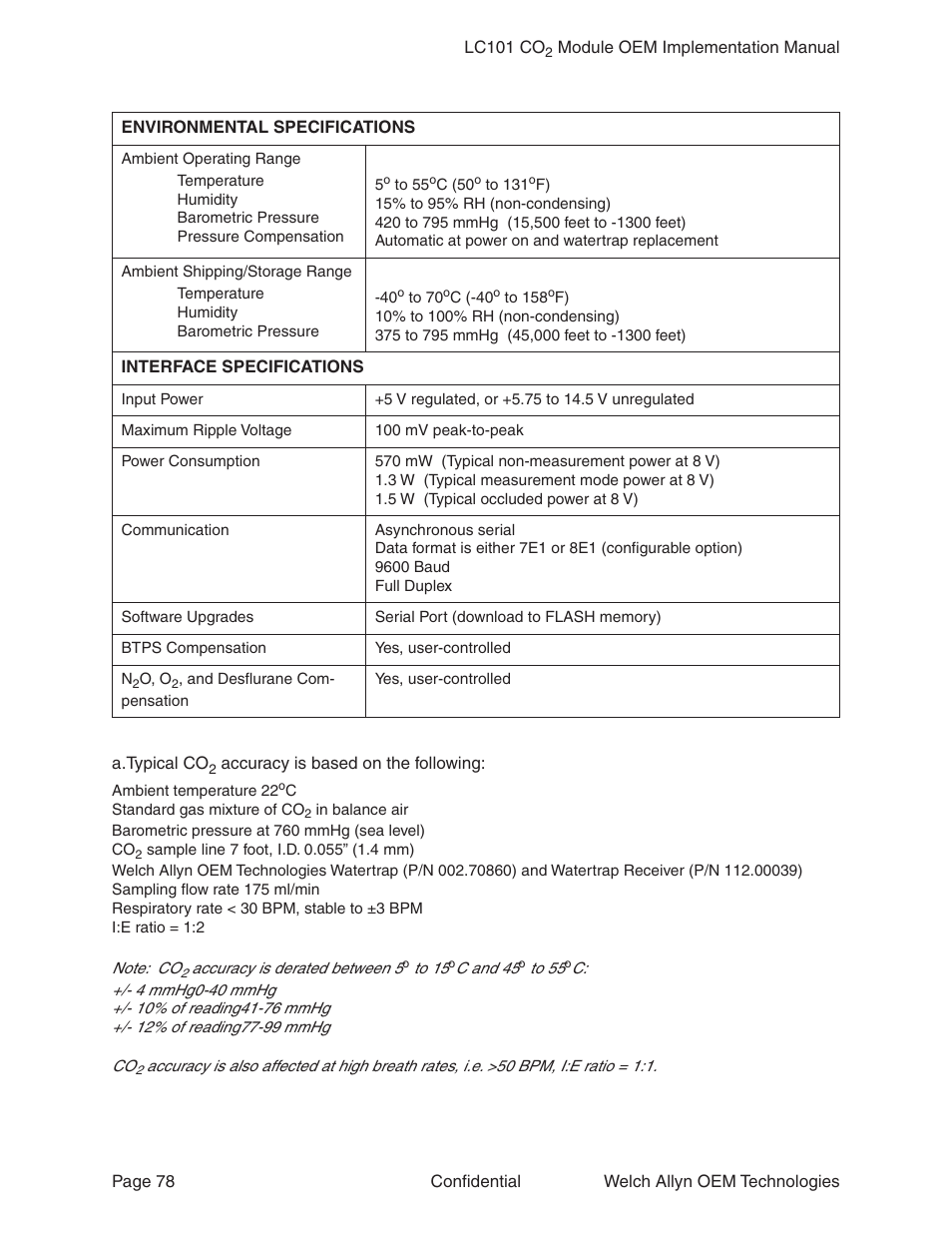 Welch Allyn LC101 CO2 Module  - User Manual User Manual | Page 78 / 98