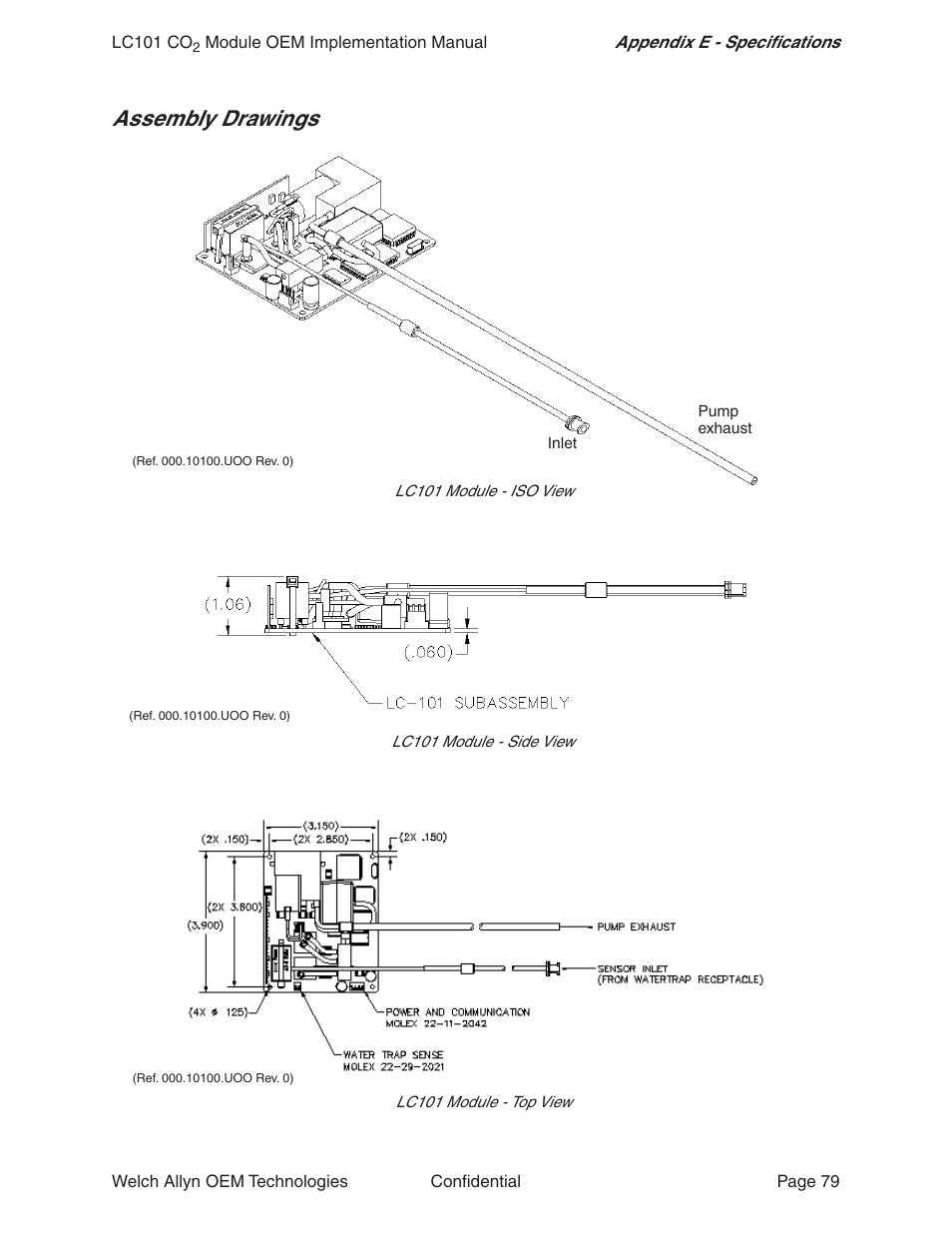 Assembly drawings | Welch Allyn LC101 CO2 Module  - User Manual User Manual | Page 79 / 98