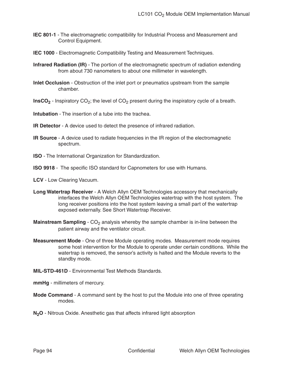 Welch Allyn LC101 CO2 Module  - User Manual User Manual | Page 94 / 98