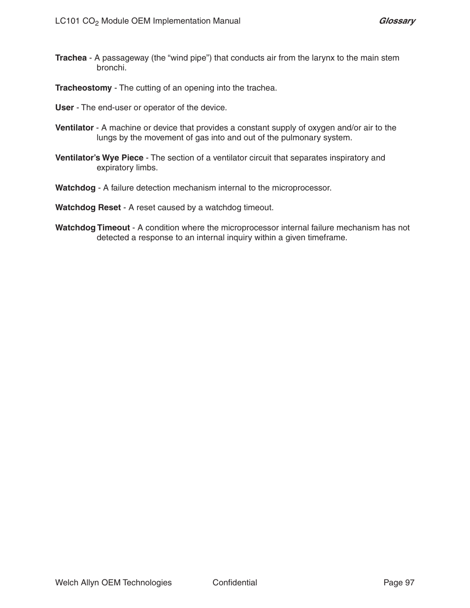 Welch Allyn LC101 CO2 Module  - User Manual User Manual | Page 97 / 98