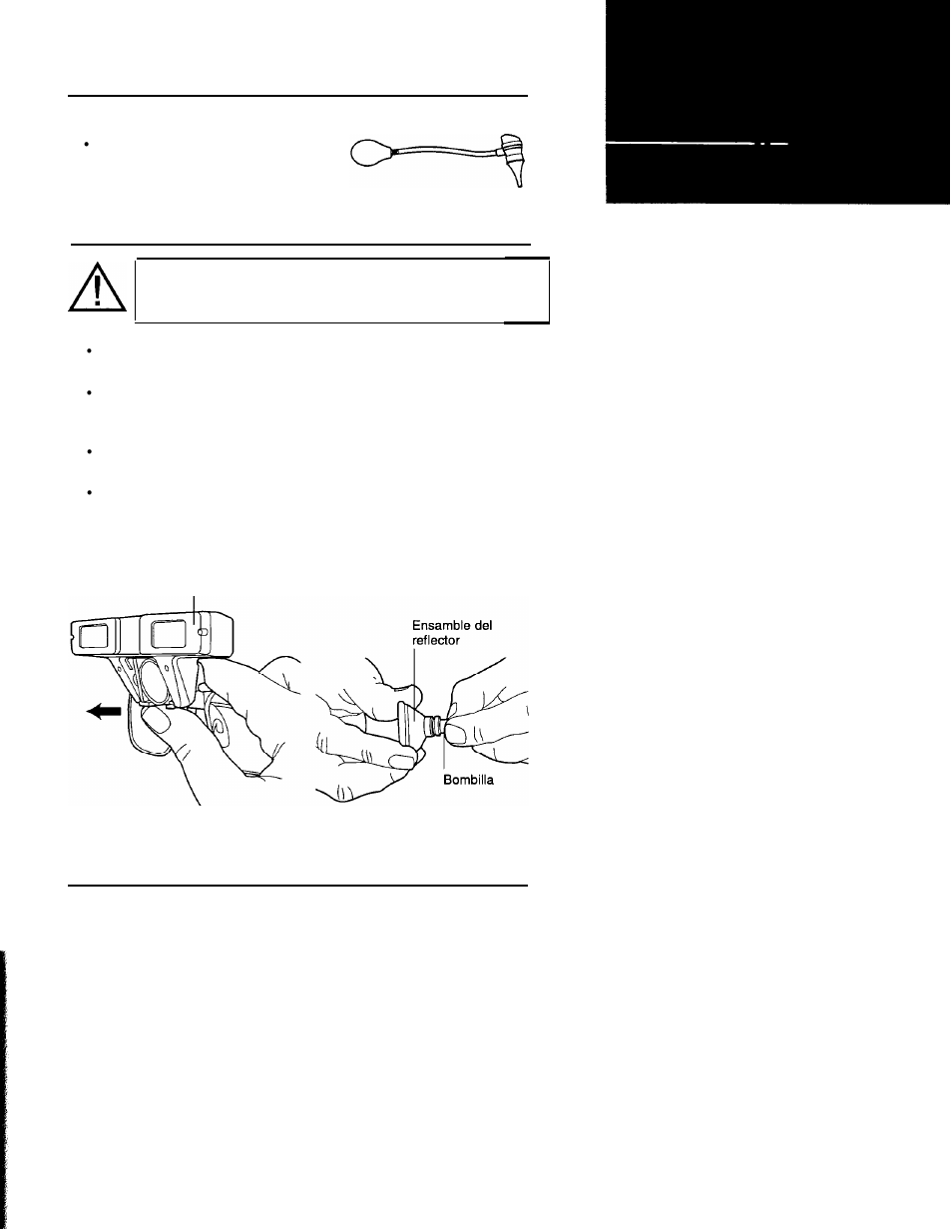 Accesorios, Recambio de la bombilla, Soporte de espéculo neumático | Welch Allyn LumiView Portable Binocular Microscope - User Manual User Manual | Page 45 / 84
