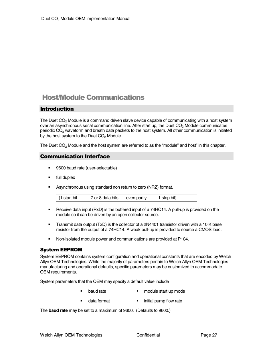 Host/module communications | Welch Allyn Duet CO2 Module - User Manual User Manual | Page 27 / 99