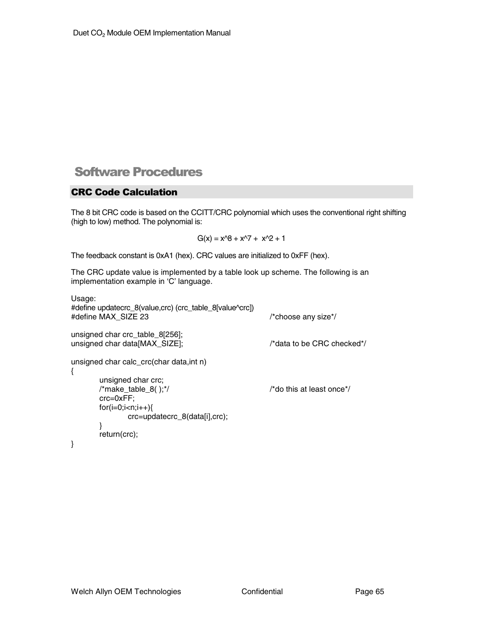Software procedures | Welch Allyn Duet CO2 Module - User Manual User Manual | Page 65 / 99