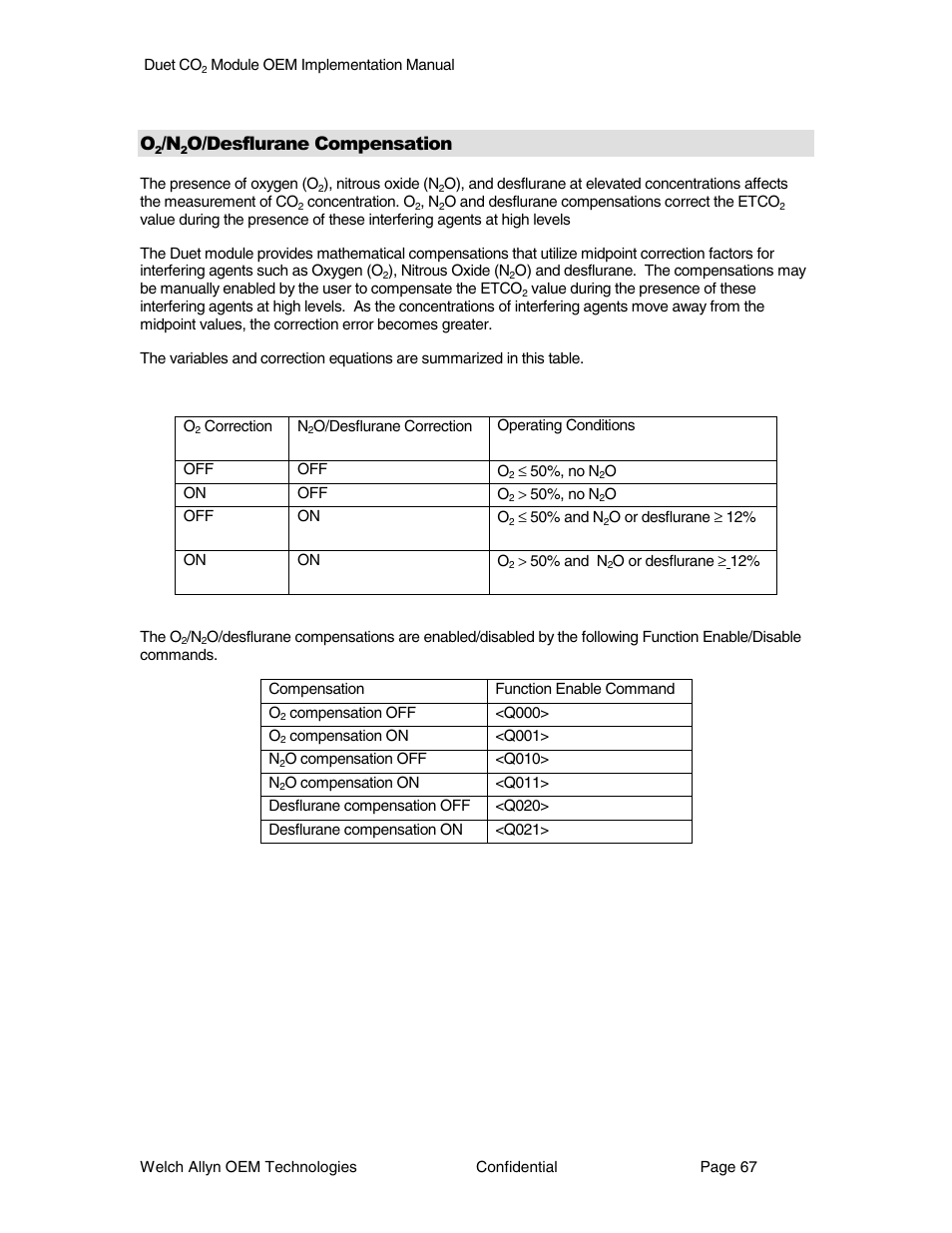 O/desflurane compensation | Welch Allyn Duet CO2 Module - User Manual User Manual | Page 67 / 99