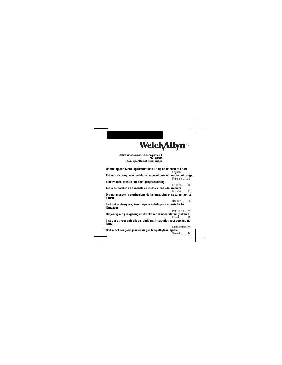 Welch Allyn Lamp Replacement Chart - User Manual User Manual | 56 pages