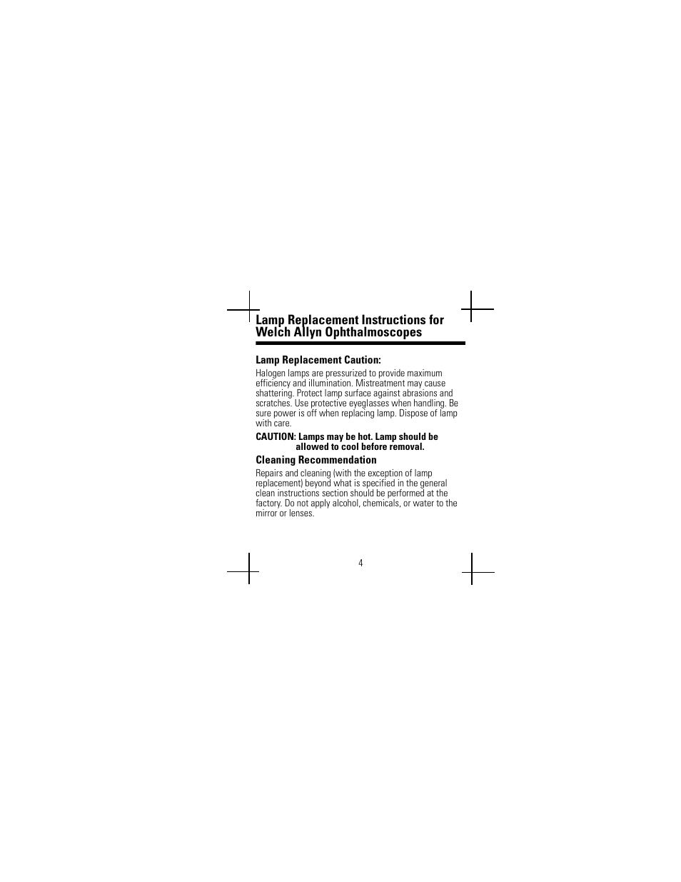 Welch Allyn Lamp Replacement Chart - User Manual User Manual | Page 8 / 56