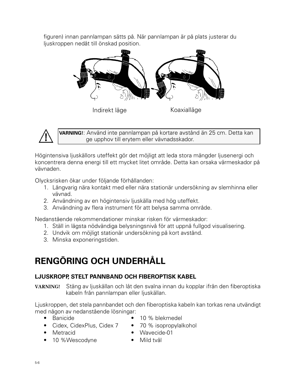 Rengöring och underhåll | Welch Allyn Fiber Optic Headlight - User Manual User Manual | Page 58 / 112