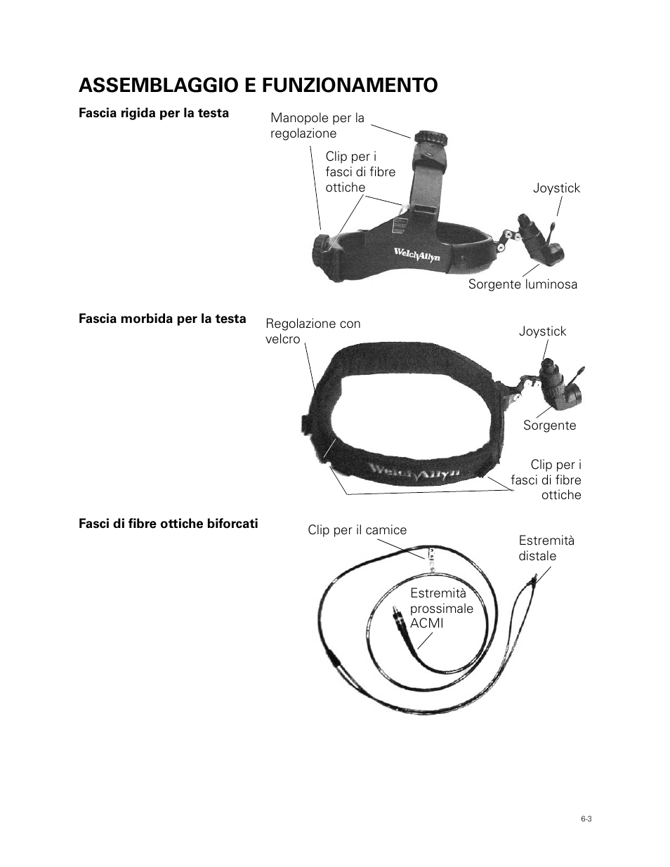 Assemblaggio e funzionamento | Welch Allyn Fiber Optic Headlight - User Manual User Manual | Page 67 / 112