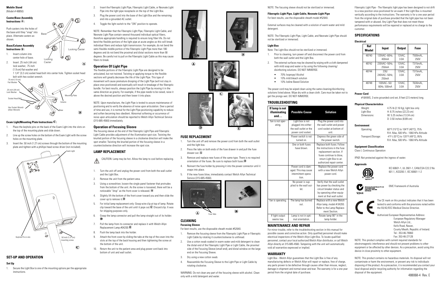 Welch Allyn Halogen Exam Light III - User Manual User Manual | Page 2 / 2