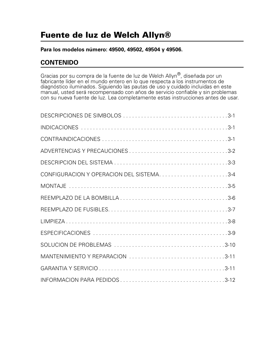 Fuente de luz de welch allyn | Welch Allyn 49506 Light Source - User Manual User Manual | Page 31 / 192