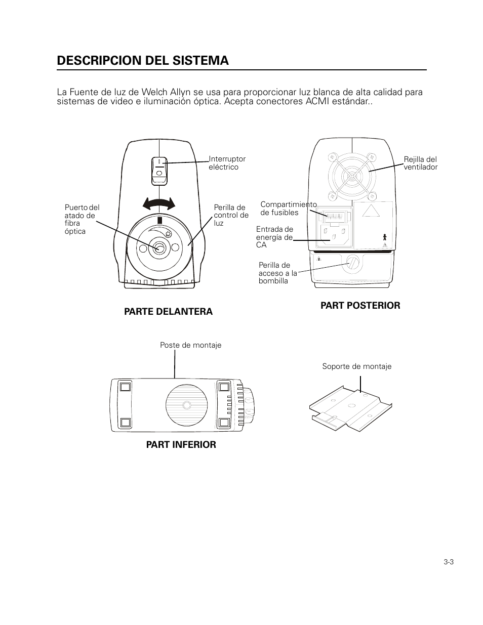 Descripcion del sistema | Welch Allyn 49506 Light Source - User Manual User Manual | Page 35 / 192