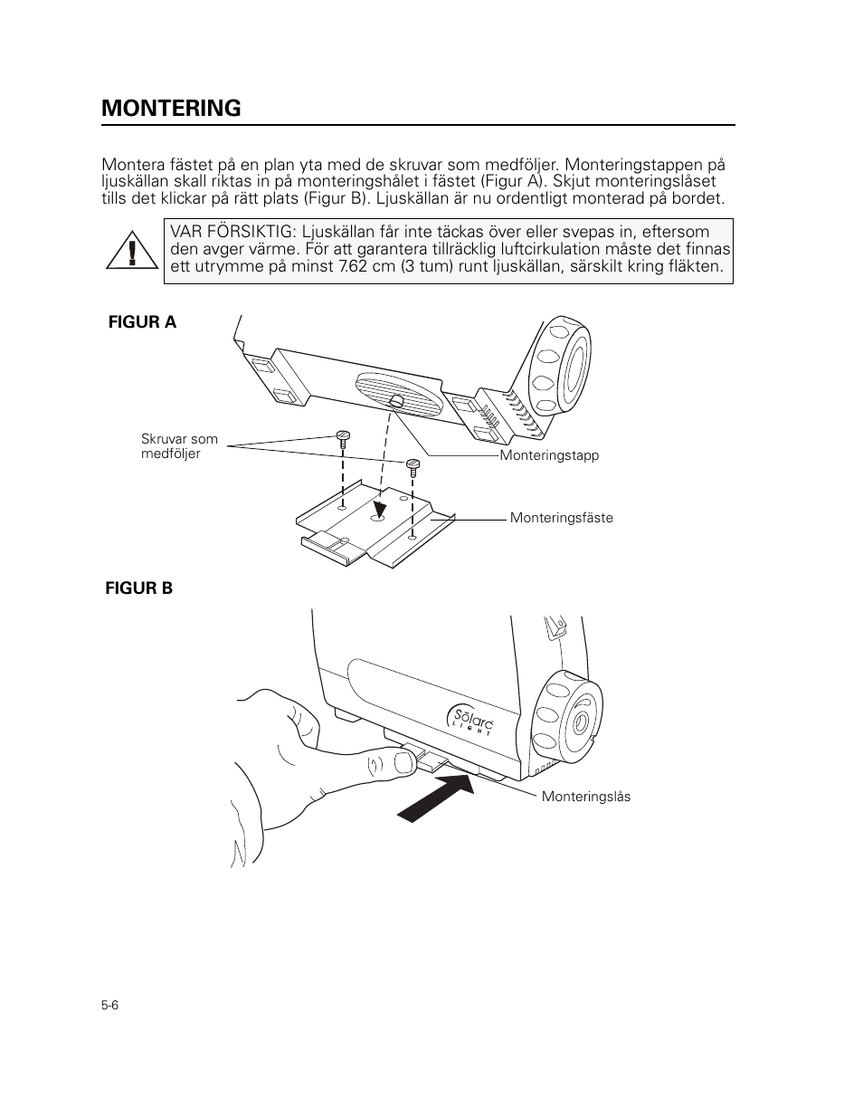 Montering | Welch Allyn 49506 Light Source - User Manual User Manual | Page 68 / 192