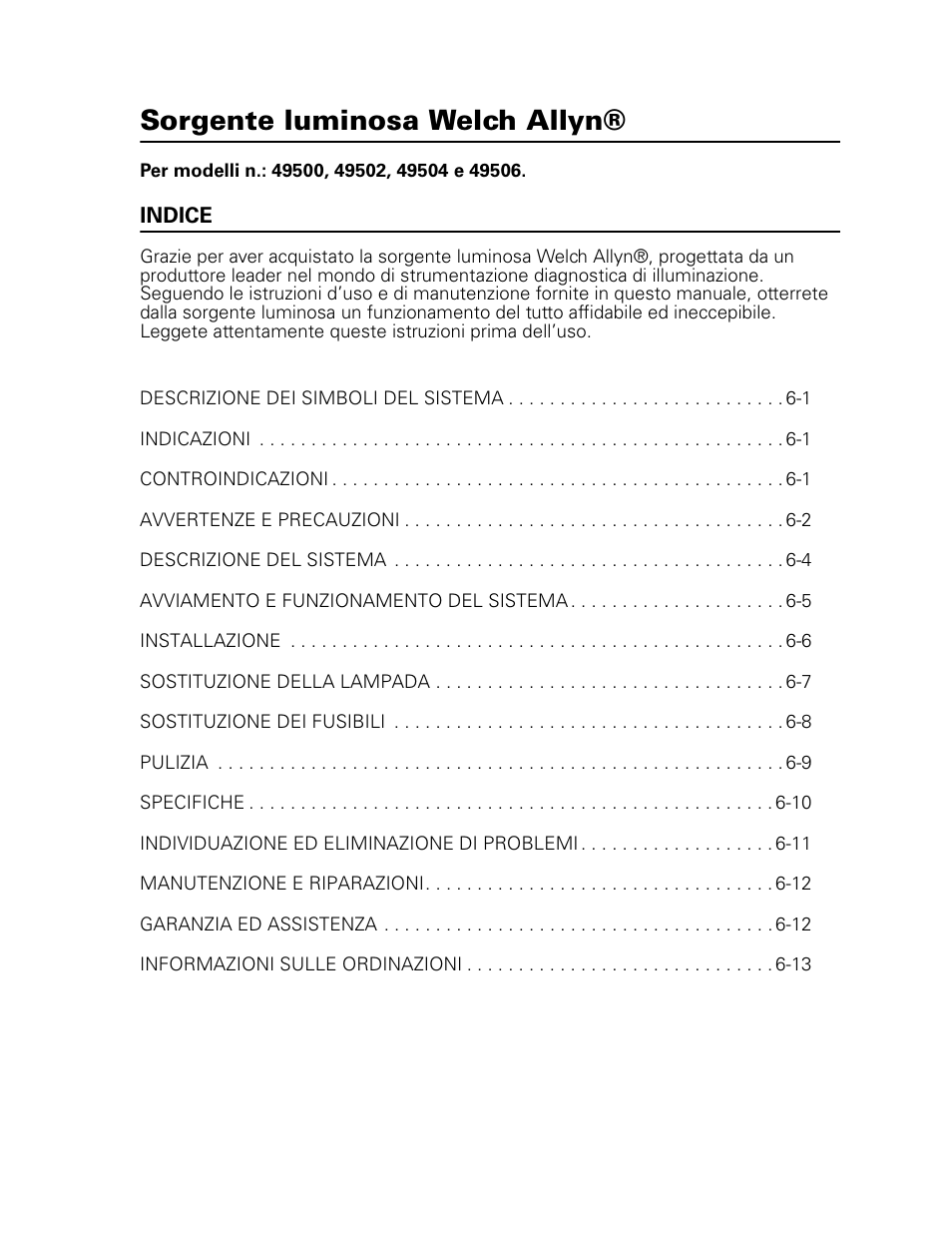 Sorgente luminosa welch allyn | Welch Allyn 49506 Light Source - User Manual User Manual | Page 77 / 192