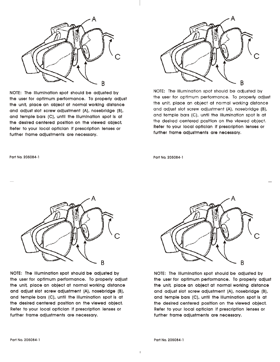 Welch Allyn 205084-1, Light Attached To Goggles - User Manual User Manual | 1 page