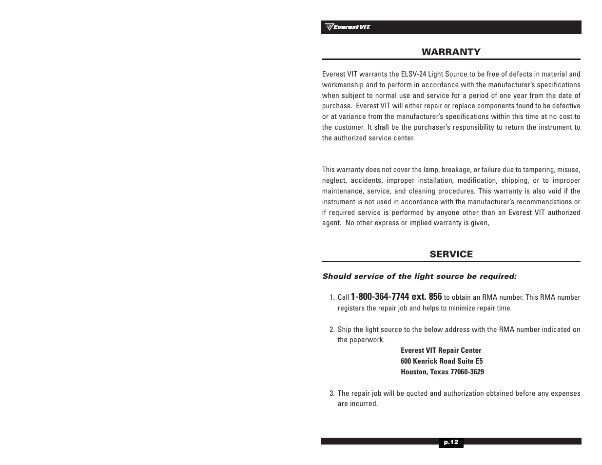 Welch Allyn ELSV-24 Hi-Lux Light Source - User Manual User Manual | Page 2 / 8