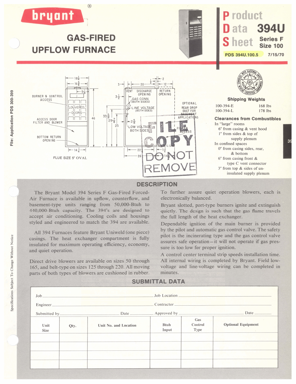 Bryant 394U User Manual | 4 pages