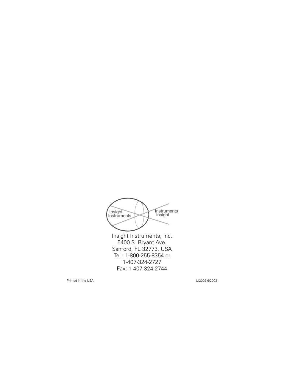 Insight instruments, inc, 5400 s. bryant ave, Sanford, fl 32773, usa | Tel.: 1-800-255-8354 or, Fax: 1-407-324-2744 | Welch Allyn Insight Instruments Solarc Light Source - User Manual User Manual | Page 20 / 20