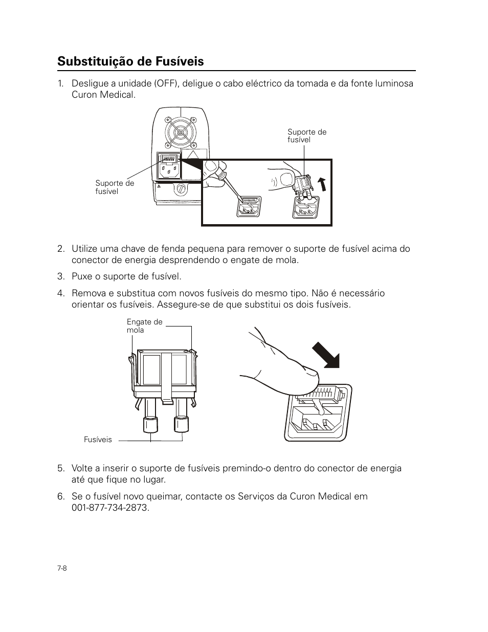 Substituição de fusíveis | Welch Allyn Curon Medical Light Source - User Manual User Manual | Page 102 / 182