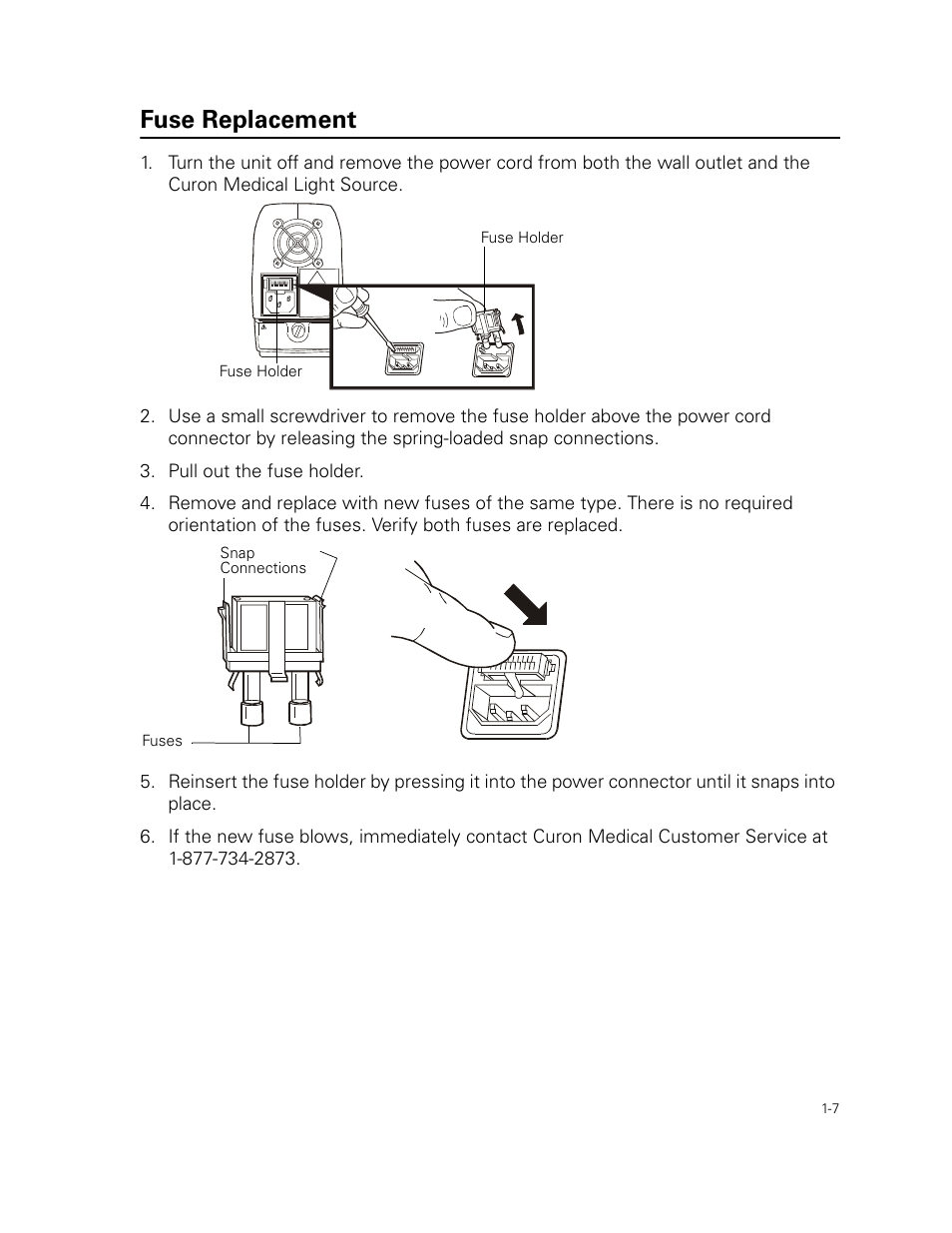 Fuse replacement | Welch Allyn Curon Medical Light Source - User Manual User Manual | Page 11 / 182