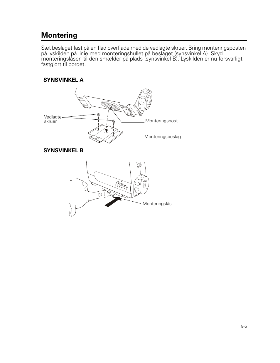 Montering | Welch Allyn Curon Medical Light Source - User Manual User Manual | Page 115 / 182