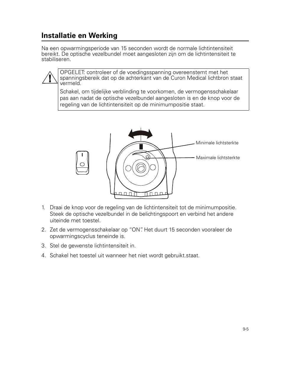 Installatie en werking | Welch Allyn Curon Medical Light Source - User Manual User Manual | Page 129 / 182