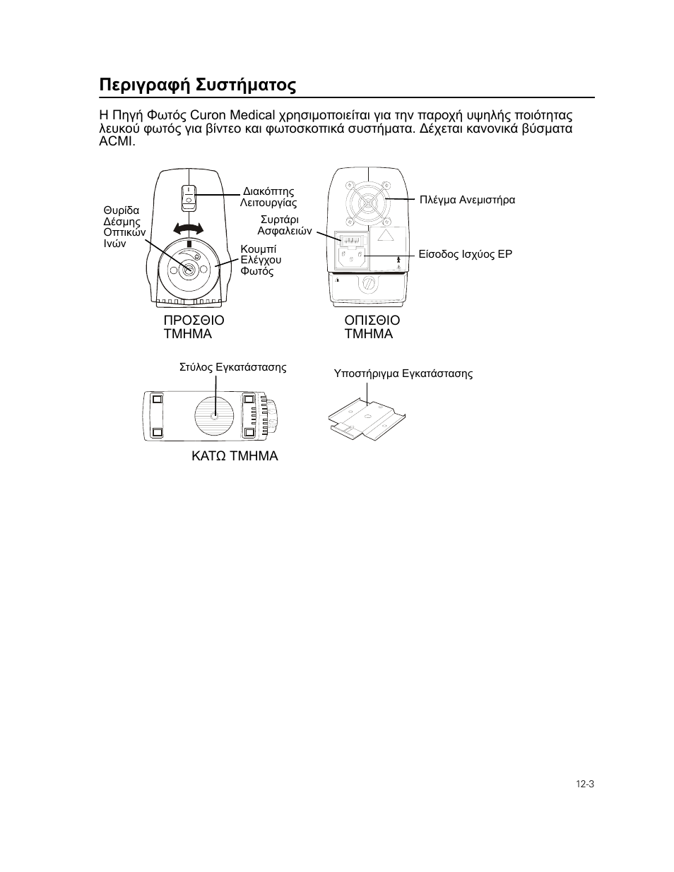 Περιγραφή συστήµατος | Welch Allyn Curon Medical Light Source - User Manual User Manual | Page 171 / 182