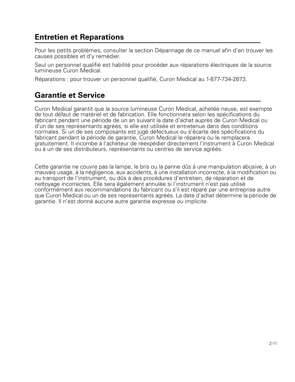 Entretien et reparations, Garantie et service | Welch Allyn Curon Medical Light Source - User Manual User Manual | Page 29 / 182