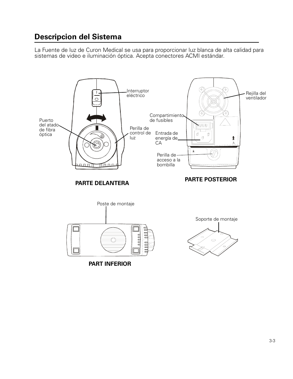 Descripcion del sistema | Welch Allyn Curon Medical Light Source - User Manual User Manual | Page 35 / 182
