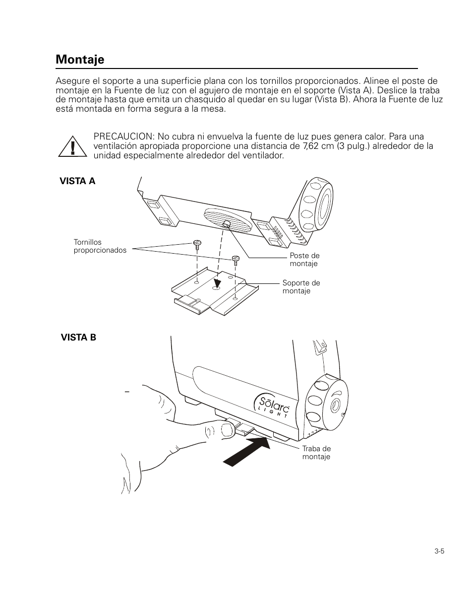 Montaje | Welch Allyn Curon Medical Light Source - User Manual User Manual | Page 37 / 182