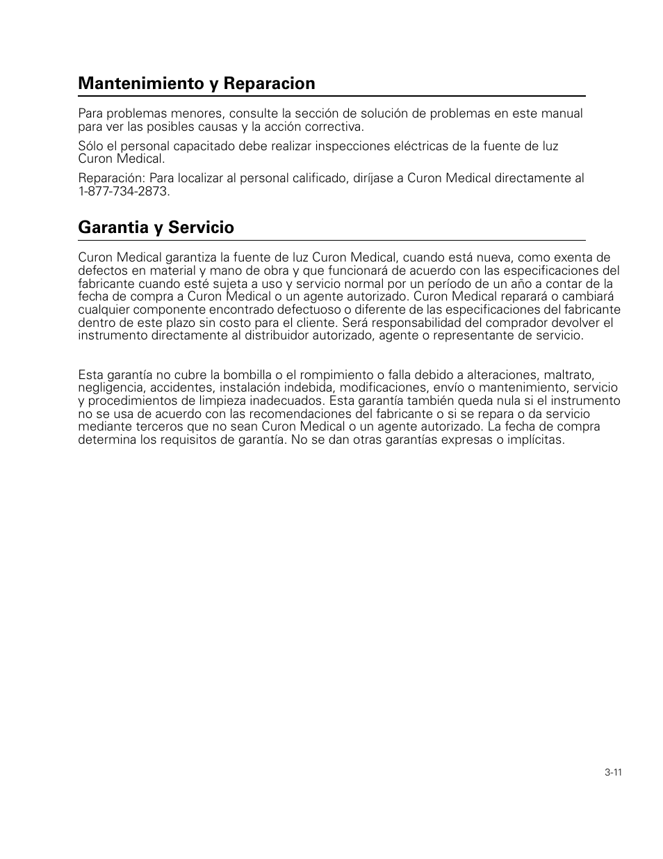 Mantenimiento y reparacion, Garantia y servicio | Welch Allyn Curon Medical Light Source - User Manual User Manual | Page 43 / 182