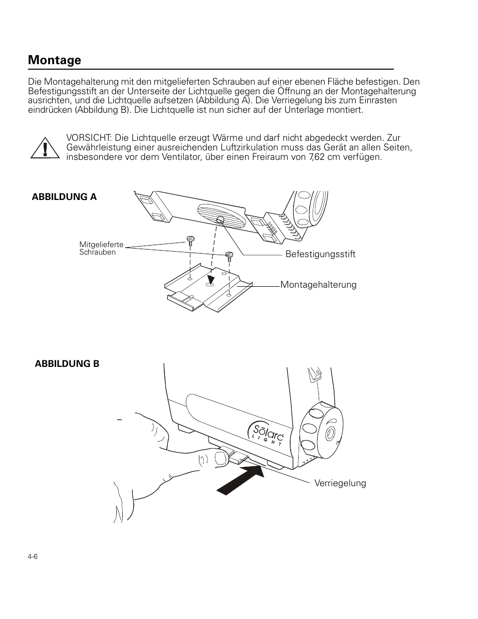 Montage | Welch Allyn Curon Medical Light Source - User Manual User Manual | Page 52 / 182