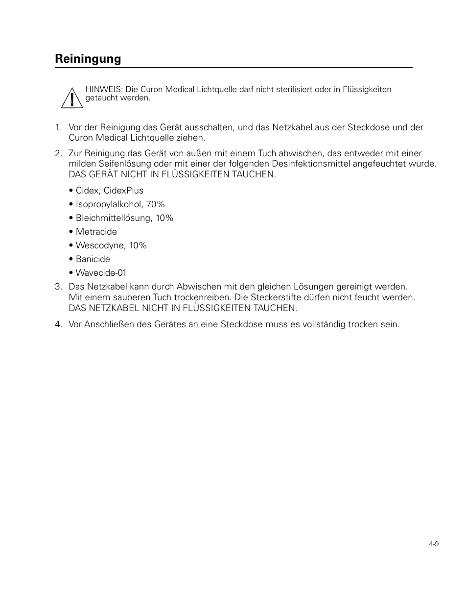 Reiningung | Welch Allyn Curon Medical Light Source - User Manual User Manual | Page 55 / 182