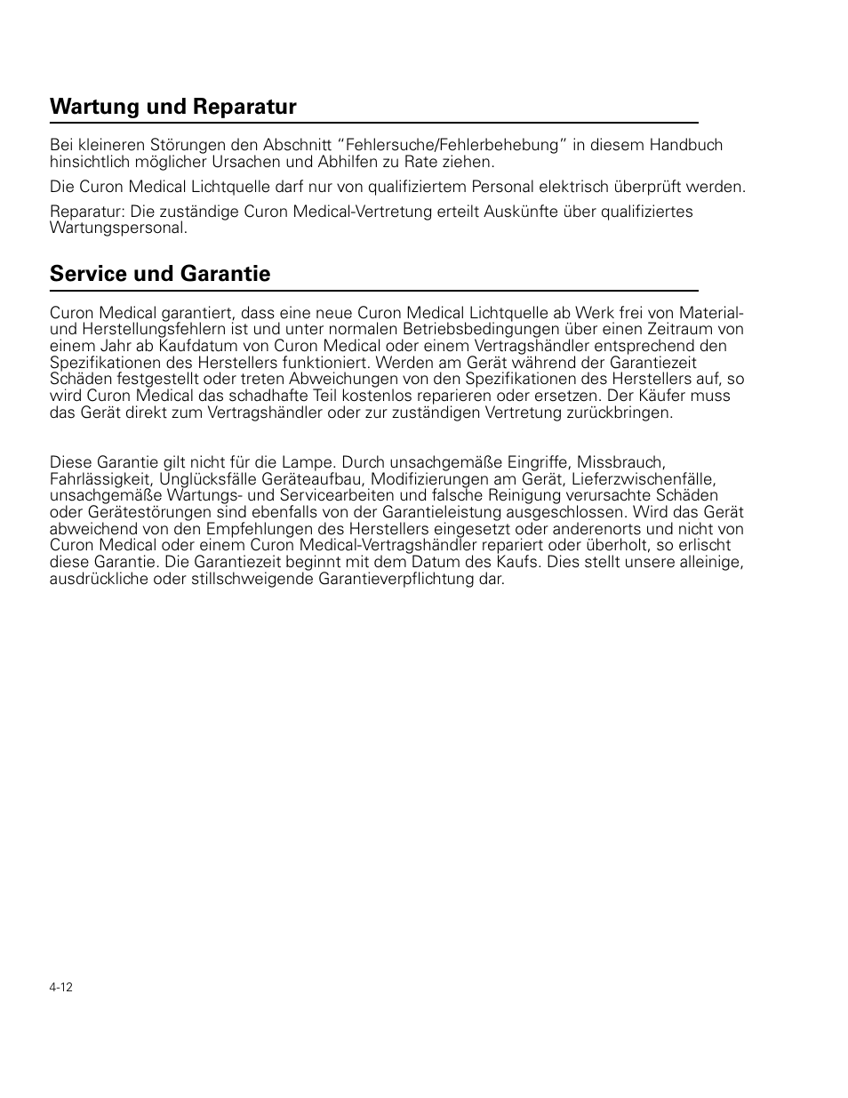 Wartung und reparatur, Service und garantie | Welch Allyn Curon Medical Light Source - User Manual User Manual | Page 58 / 182