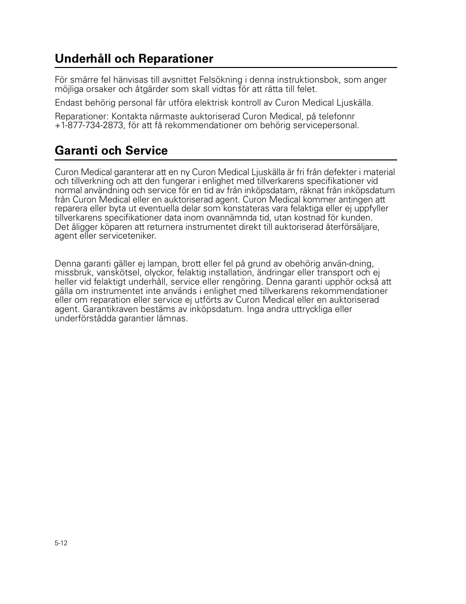 Underhåll och reparationer, Garanti och service | Welch Allyn Curon Medical Light Source - User Manual User Manual | Page 74 / 182