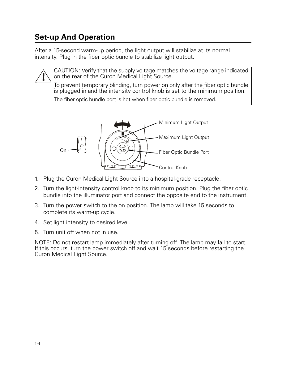 Set-up and operation | Welch Allyn Curon Medical Light Source - User Manual User Manual | Page 8 / 182