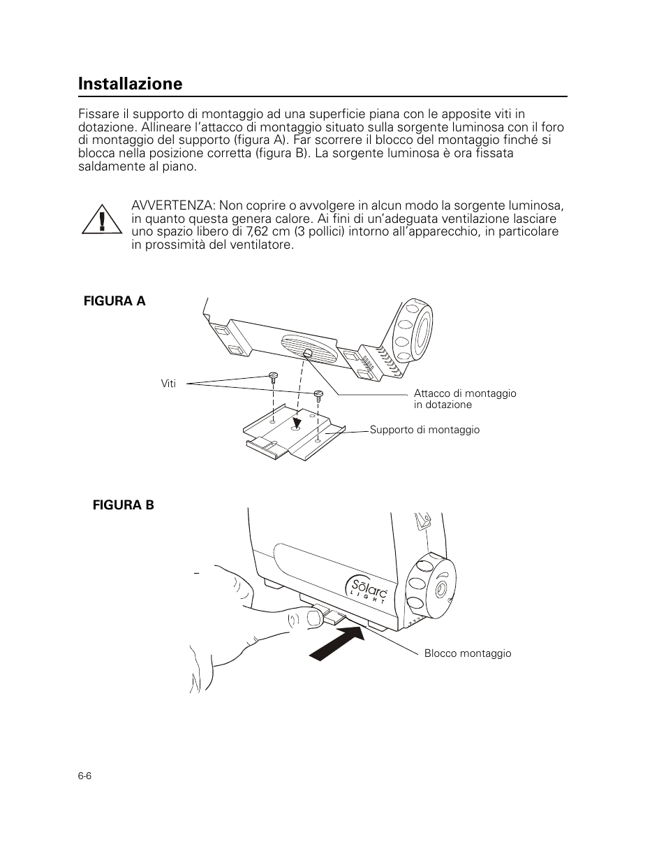 Installazione | Welch Allyn Curon Medical Light Source - User Manual User Manual | Page 84 / 182