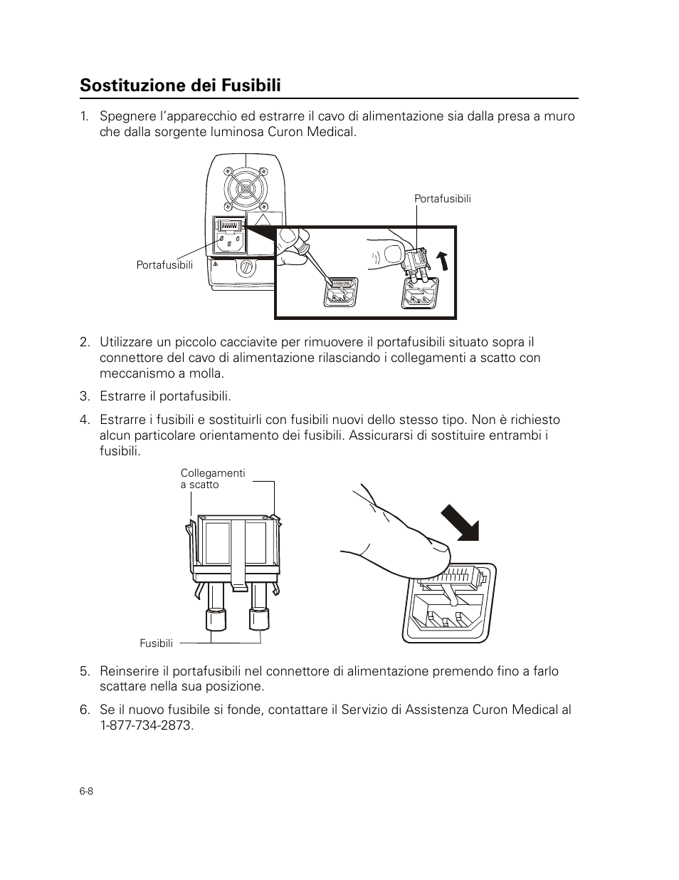 Sostituzione dei fusibili | Welch Allyn Curon Medical Light Source - User Manual User Manual | Page 86 / 182
