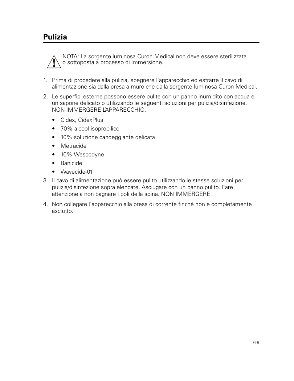 Pulizia | Welch Allyn Curon Medical Light Source - User Manual User Manual | Page 87 / 182