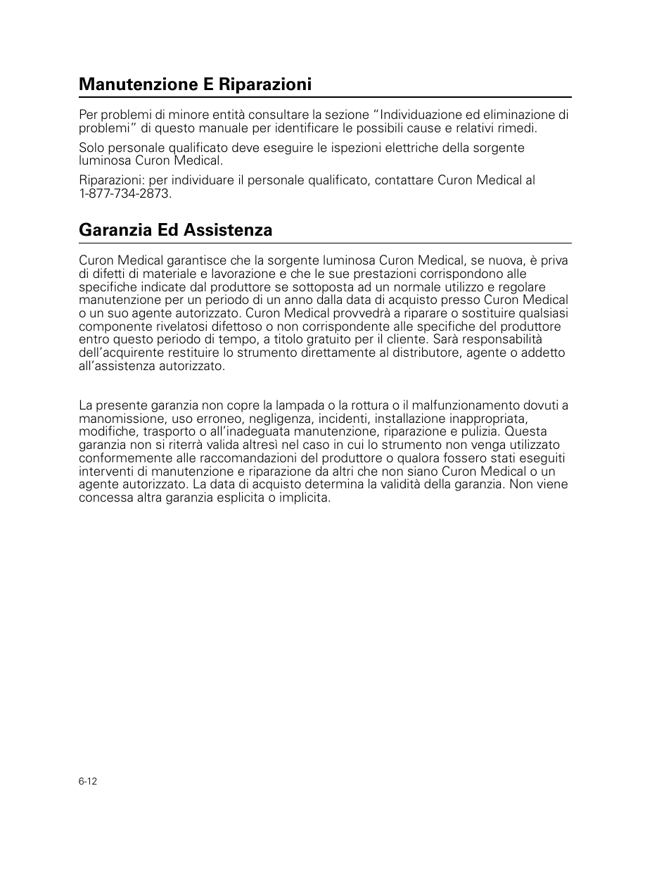 Manutenzione e riparazioni, Garanzia ed assistenza | Welch Allyn Curon Medical Light Source - User Manual User Manual | Page 90 / 182