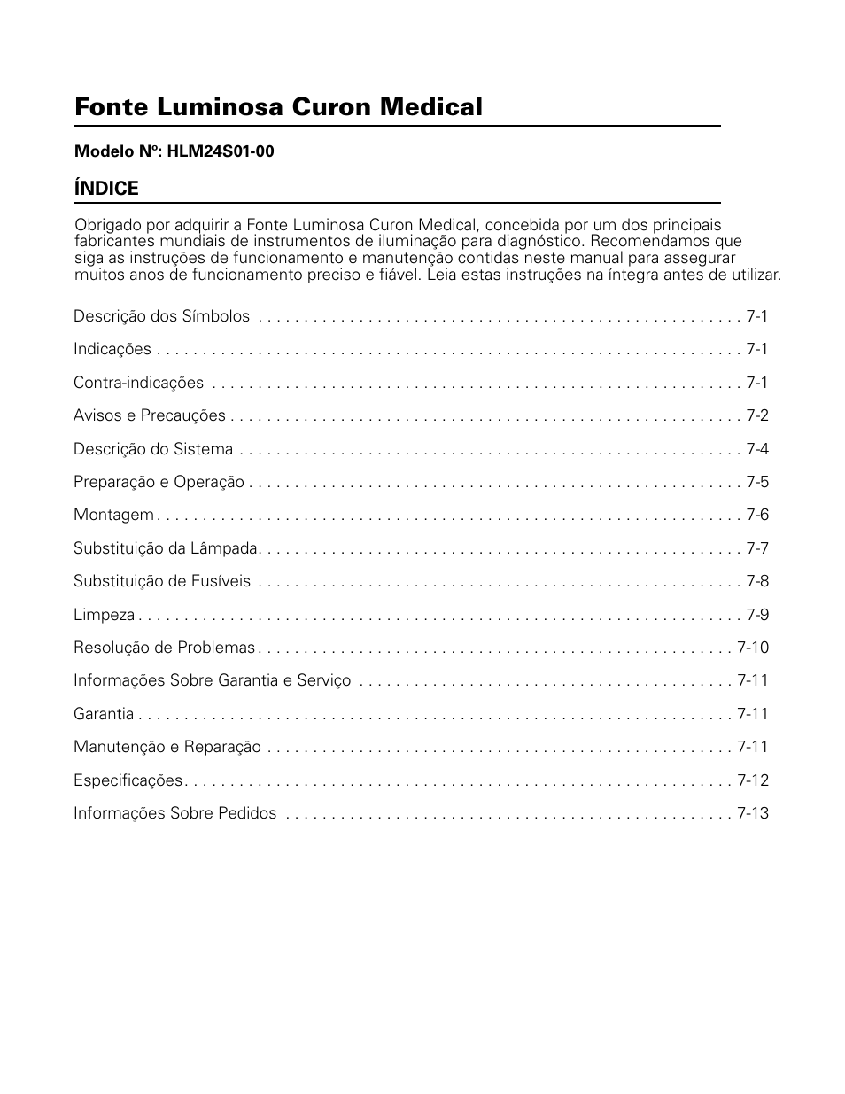 Português, Fonte luminosa curon medical | Welch Allyn Curon Medical Light Source - User Manual User Manual | Page 93 / 182