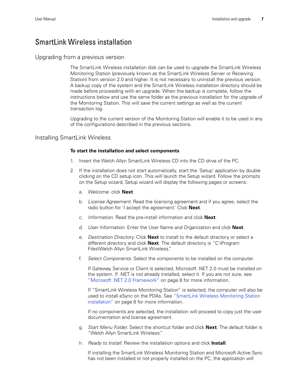 Smartlink wireless installation | Welch Allyn SmartLinkTM Wireless - User Manual User Manual | Page 11 / 42