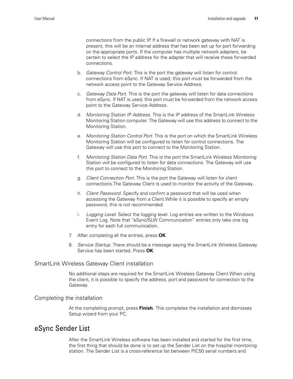 Esync sender list | Welch Allyn SmartLinkTM Wireless - User Manual User Manual | Page 15 / 42