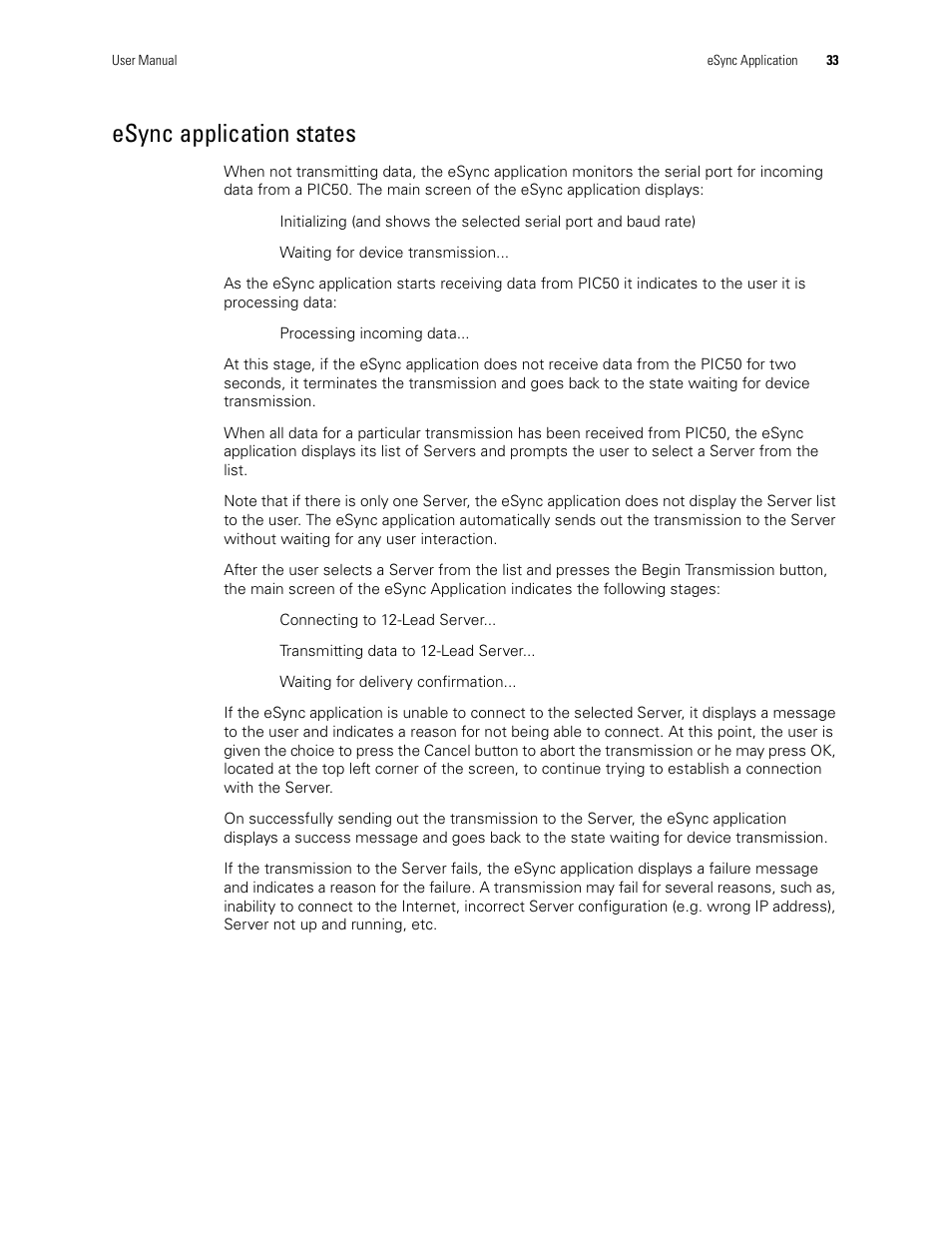 Esync application states | Welch Allyn SmartLinkTM Wireless - User Manual User Manual | Page 37 / 42