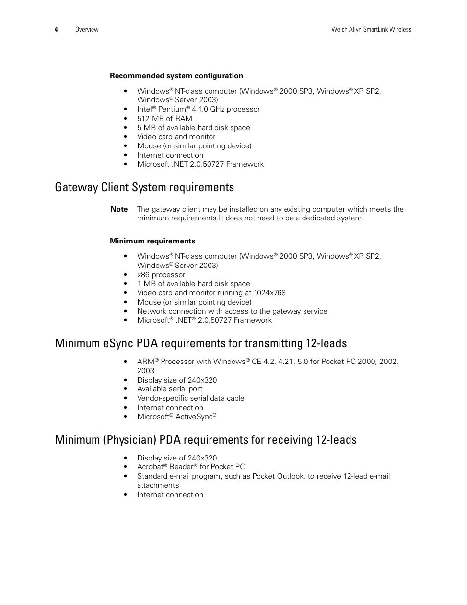 Gateway client system requirements | Welch Allyn SmartLinkTM Wireless - User Manual User Manual | Page 8 / 42