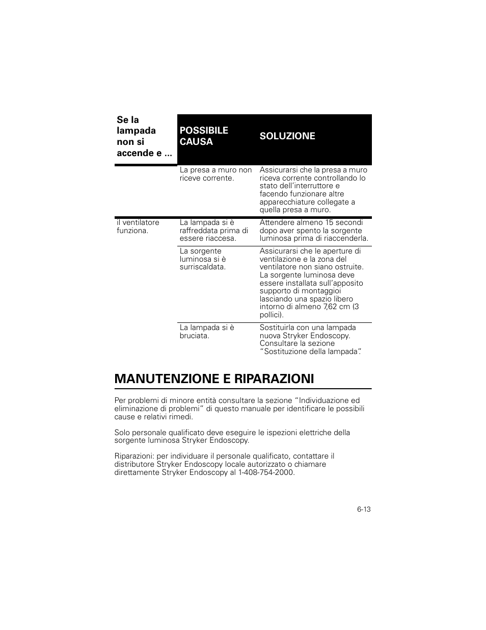 Manutenzione e riparazioni | Welch Allyn Stryker Light Source For Q2002-00, Q2002-02, Q2002-04, Q2002-06 - User Manual User Manual | Page 107 / 160